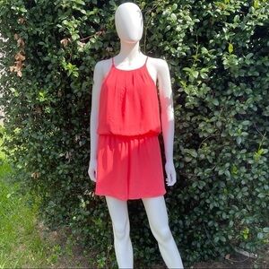 💋NWT BEBE Natalie Pleated Round Neck Short Minimalist Romper